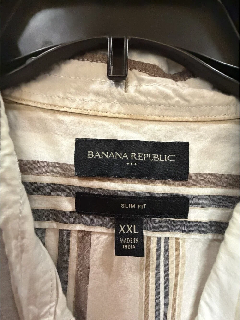 Banana Republic Slim Fit Mens Striped Button-Down Shirt, Size XXL